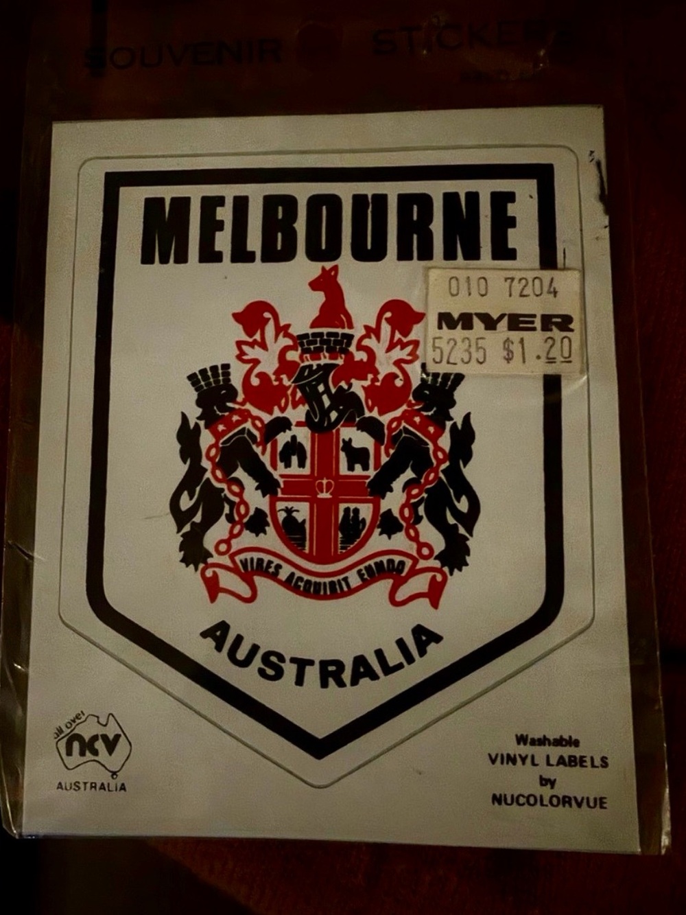 Vintage Melbourne Australia Nu-Color-Vue Vinyl Souvenir Sticker NOS